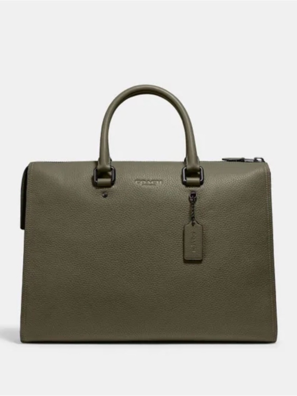 Coach Olive Green Pebbled Leather Briefcase Tote